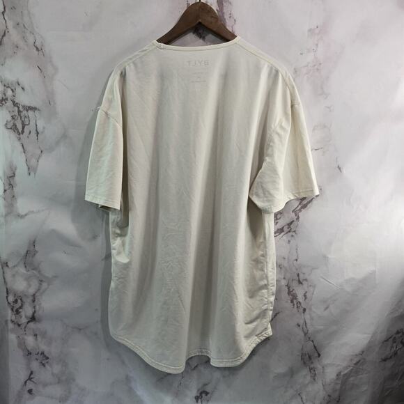 Bylt T Shirt Mens XXL Cream White Short Sleeve Drop Cut SS Bylt Blend Longline - Picture 5 of 10